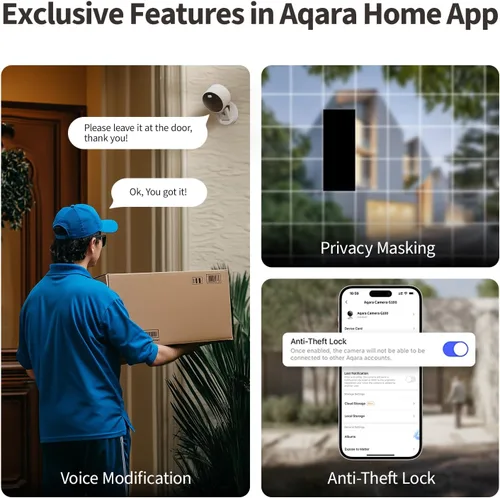 Miniatura 7 de Aqara G100, cámara de seguridad para interiores/exteriores 2K, HomeKit Secure Video, audio de 2 vías, foco nocturno con visión nocturna en color/IR