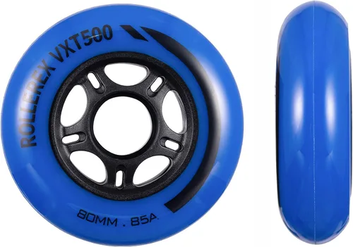 Rollerex VXT500 - Ruedas para patines en línea, paquete de 2 (rodamientos, espaciadores y arandelas opcionales), ruedas de repuesto duraderas para