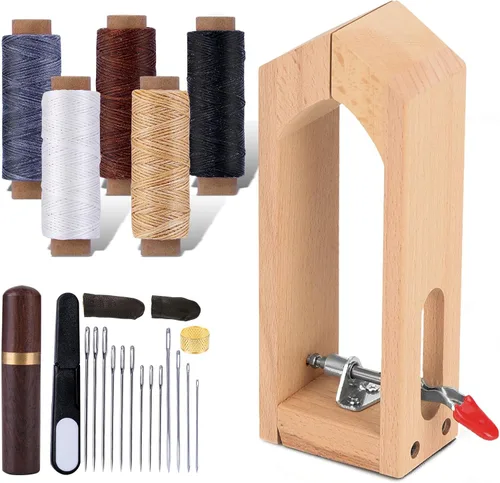 Poni de costura de cuero, mini poni de trabajo para trabajo de costura, kits de costura con aguja e hilo de cuero, hilo encerado para coser a mano