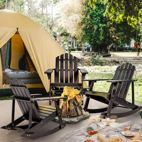 Miniatura 4 de JONATHAN Y Kiawah PAT1000D - Silla mecedora Adirondack de madera de acacia, resistente a la intemperie, para patio, terraza, jardín y hoguera, Negro