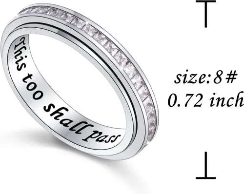 Miniatura 6 de Anillos giratorios de plata de ley S925 para ansiedad, preocupación, aliviar el aburrimiento, TDAH, autismo, banda para mujeres y adolescentes