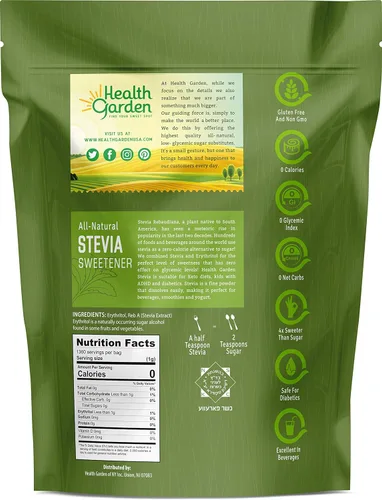 Miniatura 2 de Health Garden Edulcorante en polvo de stevia - Todo natural - Kosher - Sin gluten y azúcar - Apto para dieta cetogénica (12 onzas)