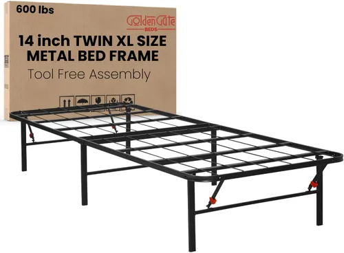 Miniatura 15 de AMBEE21 Golden Gate - Base de cama de metal con cabecera y estribo de hierro forjado victoriano antiguo (negro, matrimonial, Washington)