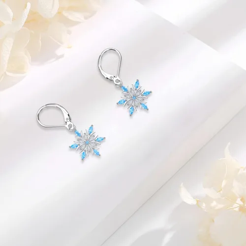 Miniatura 102 de Aretes colgantes de plata de ley con diseño de árbol de la vida, flor, abeja, animales, gato, colibrí, piedra lunar, turquesa, aretes con cierre