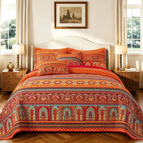 Miniatura 23 de TWINRUN Edredones de algodón tamaño Queen, colcha ligera tamaño Queen para cama, juego de edredón reversible suave a cuadros florales tamaño Queen G