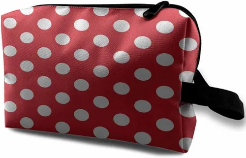 Miniatura 8 de Bolsa de maquillaje Bolsa de cosméticos de viaje, bolsa de maquillaje portátil versátil con cremallera para mujeres, Estampado de puntos