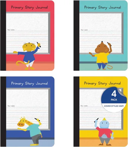 Cuadernos de composición primaria Oxford, diario de escritura y dibujo para niños, Pre-K, grados K-2, 100 hojas/200 páginas, 9 3/4 x 7 1/2, (63784)