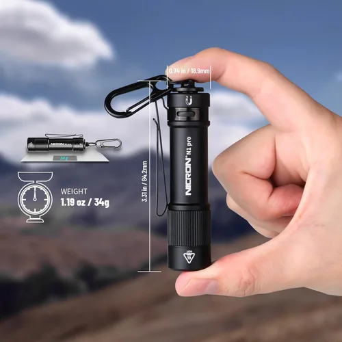 Miniatura 2 de NICRON N1pro - Linterna EDC de 1000 lúmenes, 6 modos, linterna de bolsillo AA, tamaño mini con llavero para campamento, hogar y emergencias