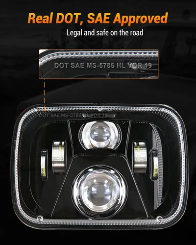 Miniatura 4 de Faros delanteros LED H6054 de 5 x 7, 7 x 6, 110 W, 8400 lm, faros delanteros de haz sellado alto y bajo, DOT antideslumbrante, compatibles con Jeep