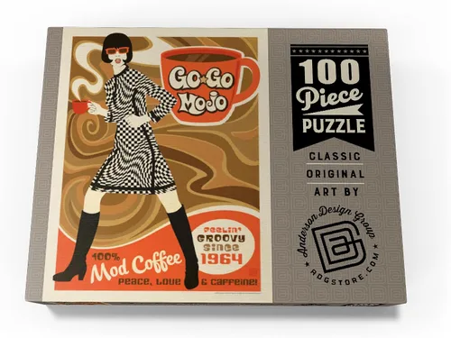 Miniatura 4 de MyPuzzle Go-Go Mojo Coffee, póster vintage, rompecabezas prémium de 100 piezas para adultos