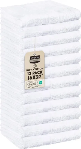 Miniatura 18 de Utopia Towels, Paquete de 24 toallas de salón, no a prueba de blanqueador, 16 x 27 pulgadas, toallas de algodón altamente absorbentes para manos