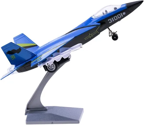 Miniatura 6 de HSOMiD Aviones de aleación/avión/juguete de aviones con bombarderos sigilosos de tracción y aviones de combate negro (azul)