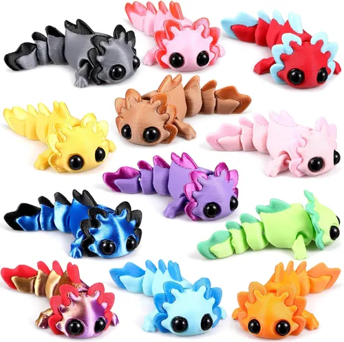 Miniatura 31 de Honoson 12 piezas de animales impresos en 3D 3D mini animales flexibles y articulados pequeños para aliviar el estrés de mascotas, para adultos