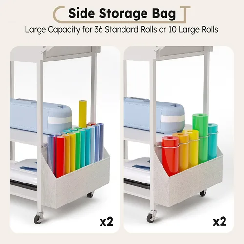 Miniatura 3 de 𝐂𝐫𝐚𝐟𝐢𝐭 Mesa Plegable de Prensa de Calor—Sostiene 36 Rollos de Vinilo, Carro de Soporte de Prensa de Calor Movible con Bolsa de Almacenamiento, Banco