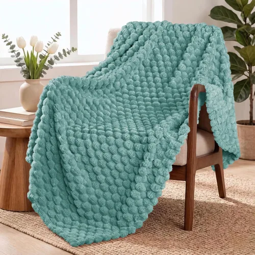 Miniatura 58 de Exclusivo Mezcla - Manta de vellón extragrande, 50 x 70 pulgadas, elegante, tela jacquard suave, mullida, acogedora y ligera, para invierno
