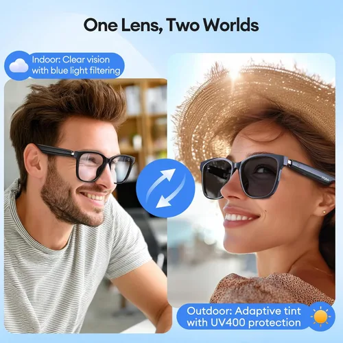 Miniatura 6 de PAXA S7Ultra - Lentes inteligentes AI con lentes fotocromáticos y traducción de 144 idiomas, lentes de sol polarizados Bluetooth 6.0 con altavoz