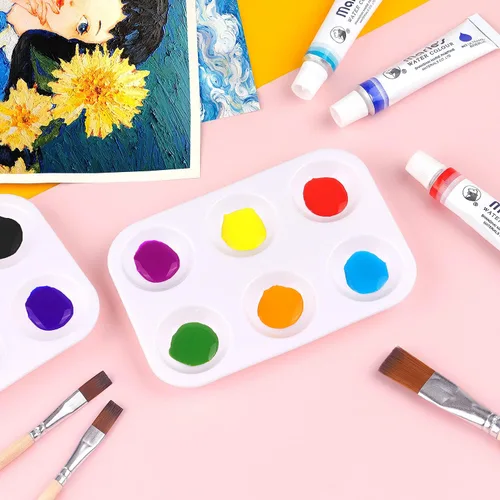 Miniatura 6 de Tamaki - 8 paletas de bandeja de pintura de plástico blanco, bandeja de pintura para acuarela, ideal para fiestas de pintura, manualidades DIY y 8