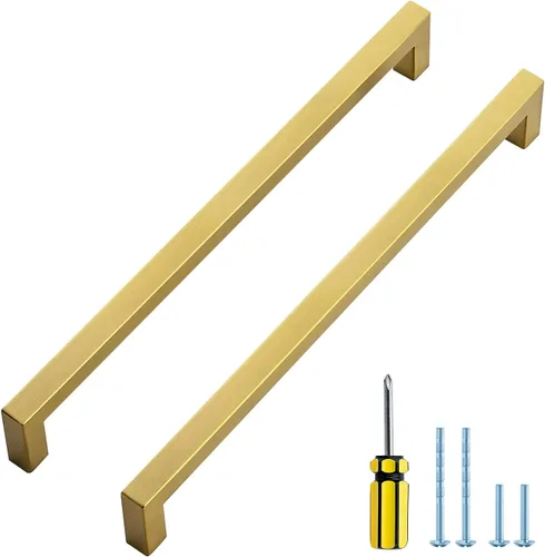 Miniatura 14 de Ravinte Paquete de 5 tiradores dorados de latón brusehed de 3 pulgadas para gabinetes de cocina, herrajes de cocina cuadrados dorados para gabinete