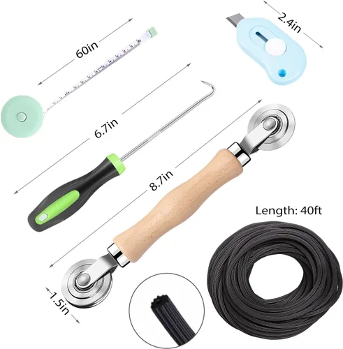 Miniatura 4 de Kit de reparación de mosquiteros de ventanas y puertas mosquitero, malla de fibra de vidrio color carbón de 48"x118" con herramienta de Negro