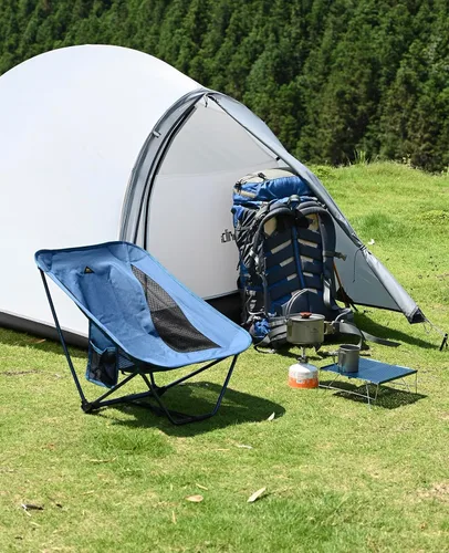 Miniatura 11 de iClimb - Silla plegable de camping ultraligera y compacta con bolsillo lateral y bolsa de transporte (Negro)