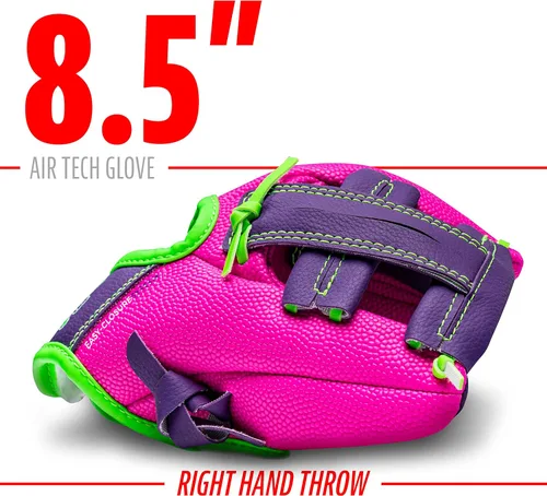 Miniatura 5 de Guante de béisbol Franklin Sports Air Tech con pelota - Béisbol para niños - Espuma Air Tech suave Rosado/Púrpura