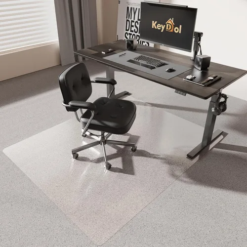 Miniatura 17 de Tapete de oficina de 30 x 48 pulgadas para suelo de madera dura con diseño de plumas 3D, impermeable y antideslizante, tapetes de oficina para Negro