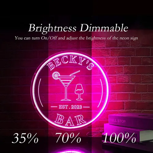 Miniatura 4 de Letrero de neón personalizado para bar de cócteles, regulable, con nombre personalizado, para cócteles de neón del año EST, letrero iluminado