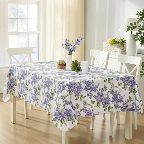 Miniatura 8 de Lilac Fields - Mantel pesado de franela de vinilo calibre 4, diseño floral de lilas moradas para interiores y exteriores, picnic, cocina, comedor