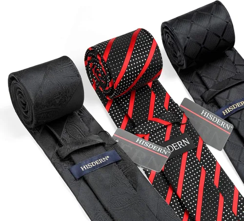 Miniatura 81 de HISDERN Juego de corbatas extralargas para hombre y pañuelo de bolsillo de 63 pulgadas, colección XL, caja de regalo, corbata, lote de 3