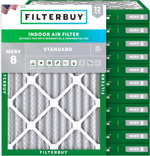 Miniatura 34 de Filterbuy - Filtro de aire de 16 x 25 x 1 pulgadas, MERV 8, Defensa Esencial contra el Polvo y las Alergias (paquete de 12), Filtros plisados