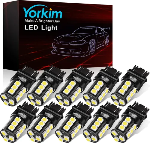 Miniatura 19 de Yorkim Bombillas LED 1157 brillantes rojas, bombilla de freno 1157, 9-30 V, 1157 2057, 2357, 7528, BAY15D, bombilla LED con proyector de repuesto