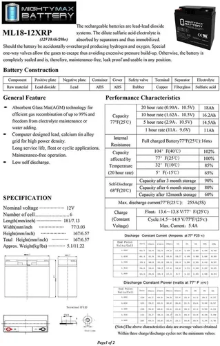 Miniatura 6 de Mighty Max Battery - Batería de repuesto de 12 voltios 18AH SLA para generadores Troy-Bilt. 193463GS