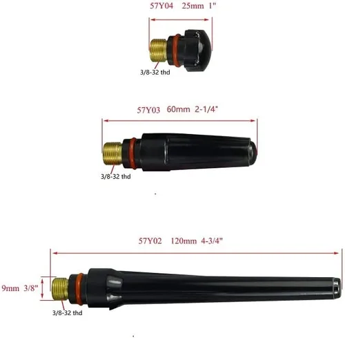 Miniatura 2 de RIVERWELD TIG Jumbo Lente de Gas Collet Cuerpo Boquilla de Alúmina Vasos de Cerámica Varios Tamaño Kit Fit QQ300 PTA DB SR WP 17 18 26 TIG Antorcha