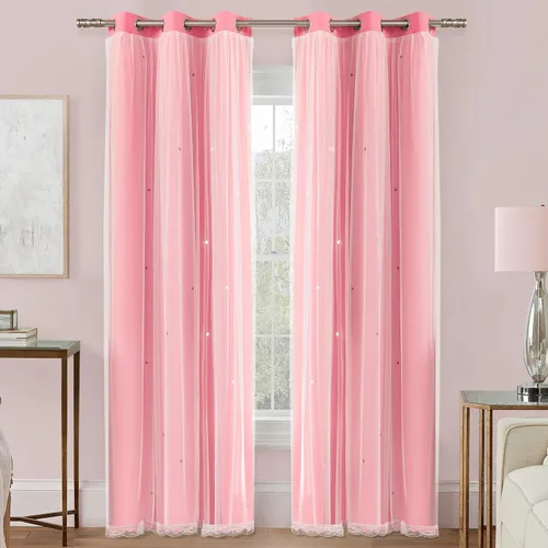 Miniatura 65 de XiDi Cortinas opacas con estrellas para habitaciones de niños, cortinas verdes para ventana de dormitorio de niños, azul y gris, 52 pulgadas de Azul