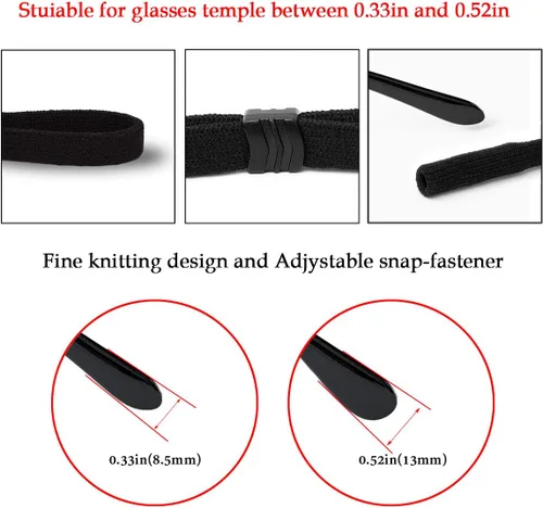 Miniatura 3 de Correa de gafas (2 piezas) Correa de gafas deportivas Retenedor ajustable de gafas de sol para hombres mujeres
