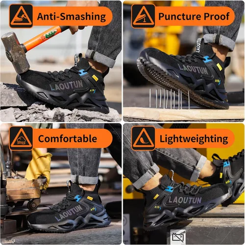 Miniatura 7 de LAoutun Steel Toe Shoes for Men Women Work Shoes Safety Sneakers Shoes Comfortable Lightweight Puncture Proof Slip on Indestructible Work Shoes