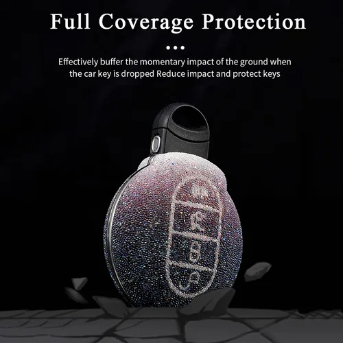 Miniatura 5 de SANRILY Funda para llave de automóvil BWM Mini Cooper sin llave para llave remota, funda de protección completa con llavero, Gradiente Rosa