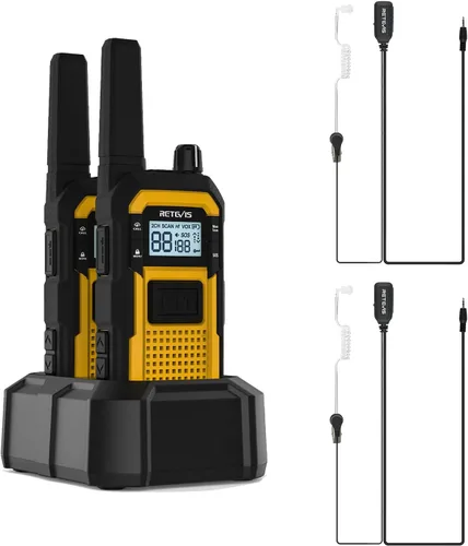 Retevis Walkie Talkies RB48 con auricular, estándares Mil-810H, radios bidireccionales resistentes al agua, llamada de vibración, 2000 mAh, NOAA,