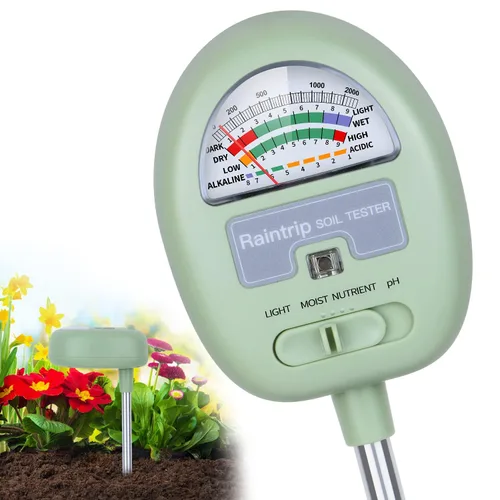 Miniatura 8 de Medidor de humedad del suelo 4 en 1, medidor de humedad para plantas, medidor de pH del suelo, probador de humedad, luz, nutrientes, pH, ideal