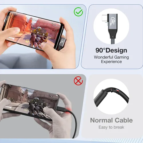Miniatura 5 de QCEs Cable de monitor USB C en ángulo recto de 3.3 pies con salida de video a monitor portátil 8K USB C 3.2 Gen 2x2 Cable de video de 20 Gbps