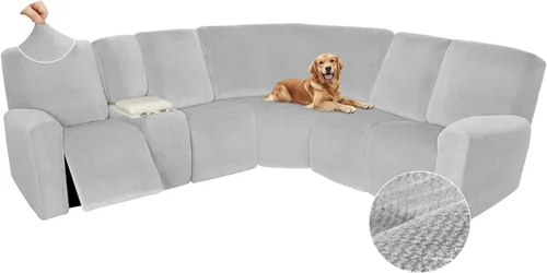 Miniatura 231 de Arfntevss Fundas de sofá seccional reclinable de terciopelo, Funda de sofá seccional de esquina para sofá reclinable, Funda elástica suave