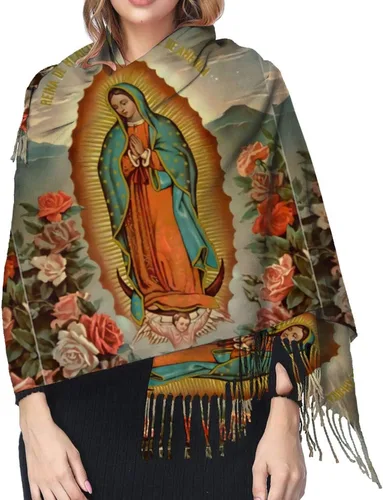 Miniatura 5 de Our Lady Of Guadalupe Virgin Mary Soft Cashmere - Bufandas ligeras para mujer, chales grandes y envolturas, Negro