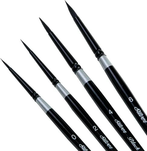 Miniatura 11 de Silver Brush Limited WC-3000S - Juego de acuarela Master de terciopelo negro, juego de 3 pinceles, forro de escritura tamaño 1, tamaño de lavado