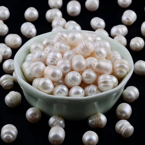 Cuentas de perlas para fabricación de joyas, 100 piezas de 0.394 a 0.394 pulgadas (0.354-0.394 in) naturales auténticas de agua dulce cultivadas en