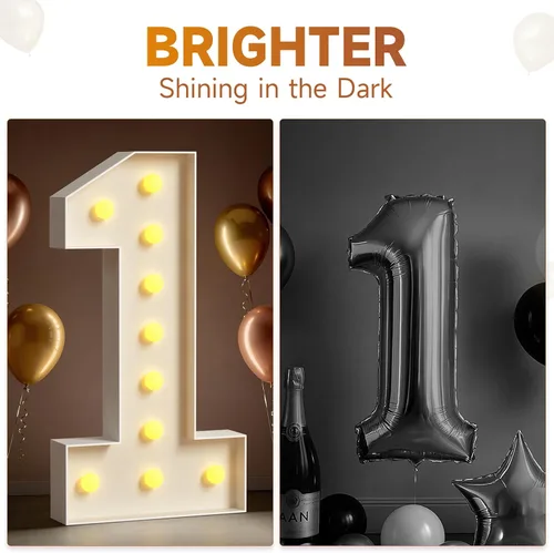 Miniatura 3 de Números de marquesina de 4 pies de alto, 4 pies de alto, números grandes iluminados 0 para 30, 40, 50, 60, decoración de fiesta de cumpleaños