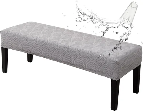 Miniatura 29 de Genina Fundas impermeables para banco de comedor, protector de asiento de banco de jacquard elástico, funda de banco rectangular para dormitorios
