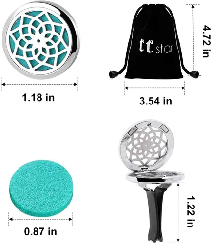 Miniatura 2 de ttstar Clip de ventilación para difusor de automóvil, 1.181 in, difusor de aceite esencial de aromaterapia con 36 almohadillas de repuesto