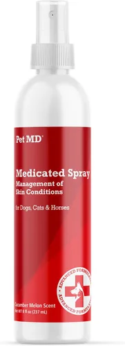 Aerosol medicinal antiséptico y antifúngico para perros, gatos y caballos con clorhexidina, ketoconazol, ácidos grasos esenciales, aloe y vitamina