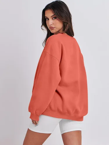 Miniatura 4 de ANRABESS Sudadera de gran tamaño para mujer, con cuello redondo, estilo Y2K, sudadera con capucha de forro polar, cómoda, camiseta informal, ropa