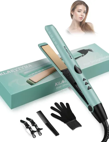 Alisador y rizador de cabello 2 en 1, placas flotantes 3D de titanio de calentamiento instantáneo de 15 segundos, tecnología de iones negativos para